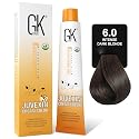 GK HAIR Color Cream 6.0 Intense Natural Dark Blonde - 100% Grey Coverage | Semi, Demi-Permanent Results | 8-10 Vol Semi | 20-30-40 Vol Permanent
