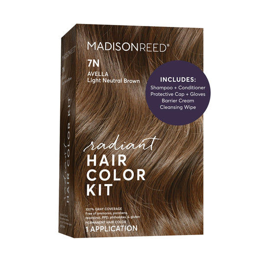 Madison Reed Radiant Hair Color Kit - 7N Light Neutral Brown (Avella Light Brown), Salon-Quality Permanent Hair Dye, Superior Gray Coverage