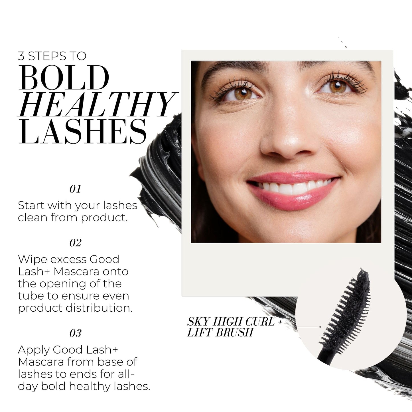 Fitglow Beauty Vegan Good Lash + Mascara | 2-in-1 Volumizing Lengthening & Conditioning Eyelash Mascara | Natural Lash Serum | Reduces Shedding