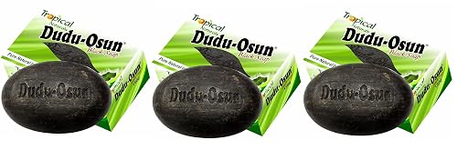 Dudu Osun Pure Organic African Black Soap 150g(Pack of 3) - Effective for Acne Treatment, Eczema, Dry Skin, Scar Removal, Dandruff, Pimples Mark