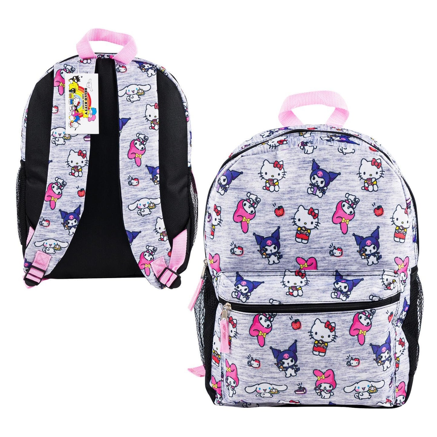 Hello Kitty My Melody, Kuromi, Allover Print Large 16 inches School Backpack