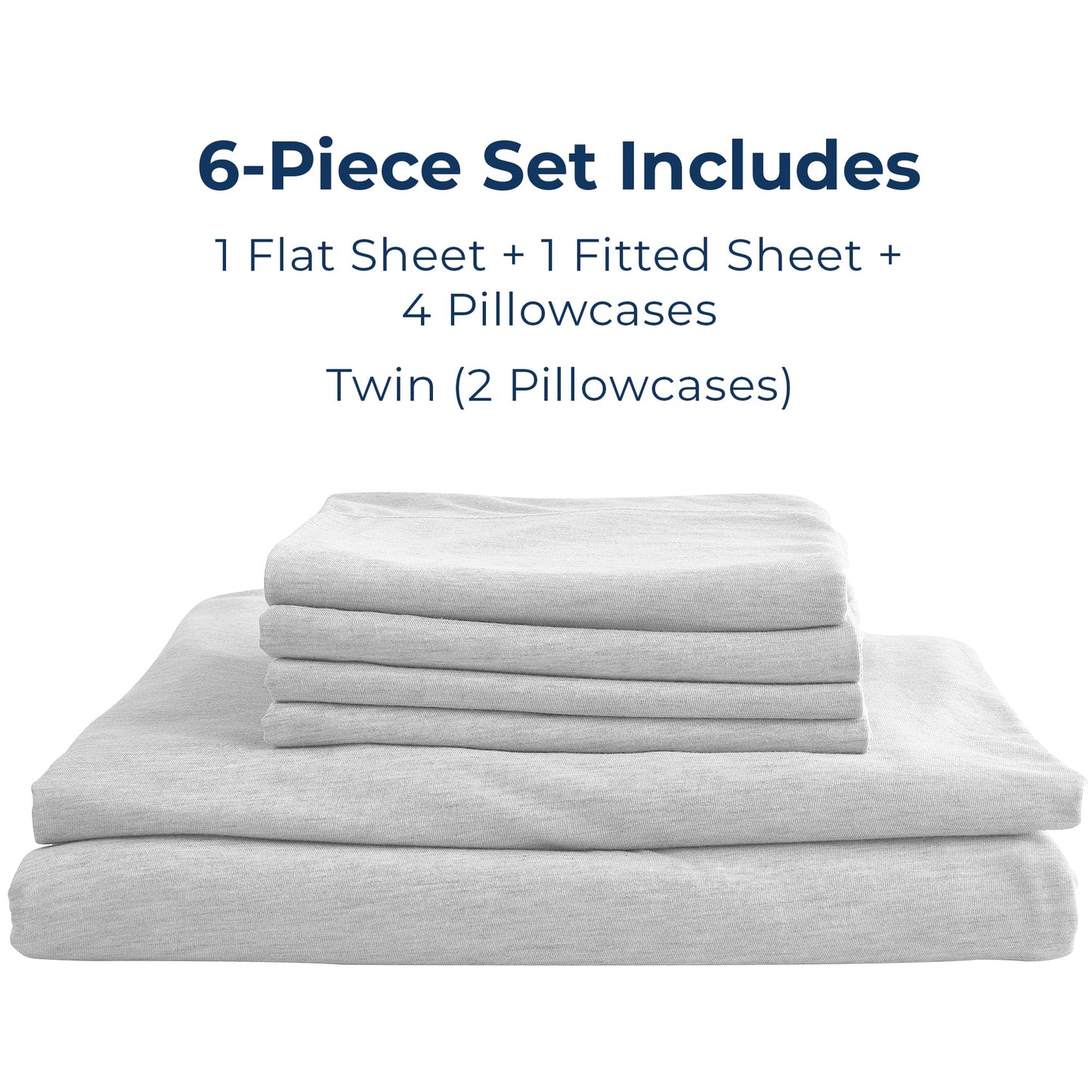 Pure Bedding Bed Sheets - King Sheet Set [6-Piece, Heather Light Grey] - Hotel Luxury 1800 Brushed Microfiber - Soft and Breathable - Deep Pocket