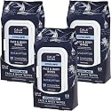CALA Men's Cooling Face & Body Wipes: Eucalyptus (60 Sheets) - Refreshing, Hydrating Wipes for a Clean, Soothed Complexion, Ideal for Active Men (180