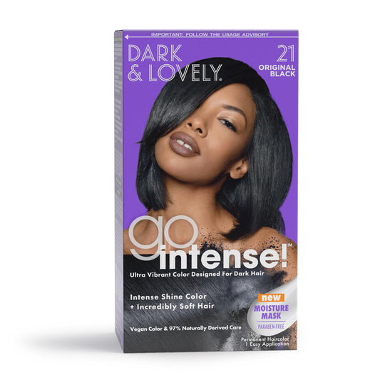 SoftSheen-Carson Dark and Lovely Ultra Vibrant Permanent Hair Color Go Intense Hair Dye with Olive Oil for Shine and Softness, Original Black