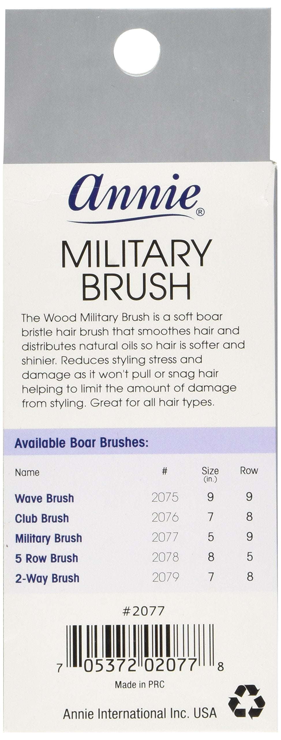Annie Professional Military Brush 100% Natural Boar Medium Bristle