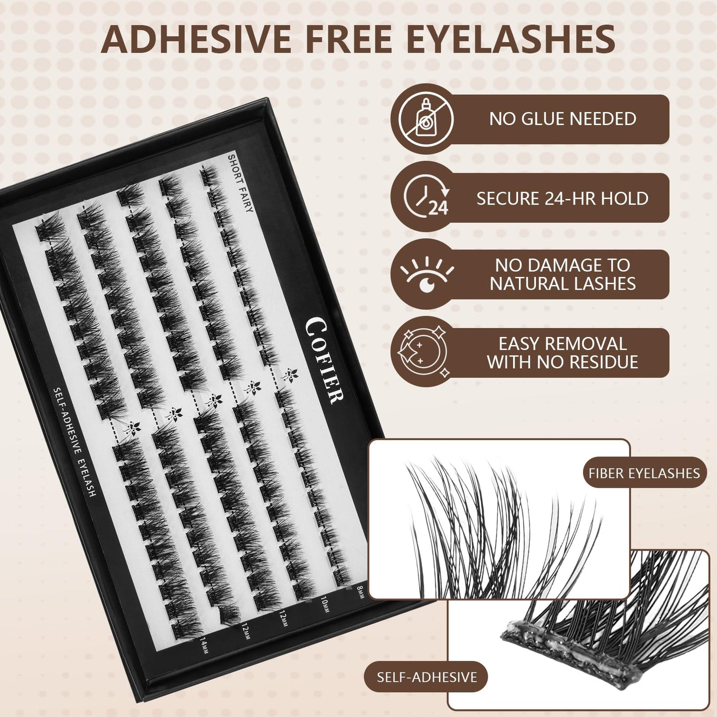 Glue-Free Wispy Lash Clusters Kit, 100 Pcs Individual Eyelash Clusters (8-14mmC Curl)- DIY Lash Extension Kit with Eyelashes Tweezers, Natural Fluffy Beauty and Personal Care CoFier