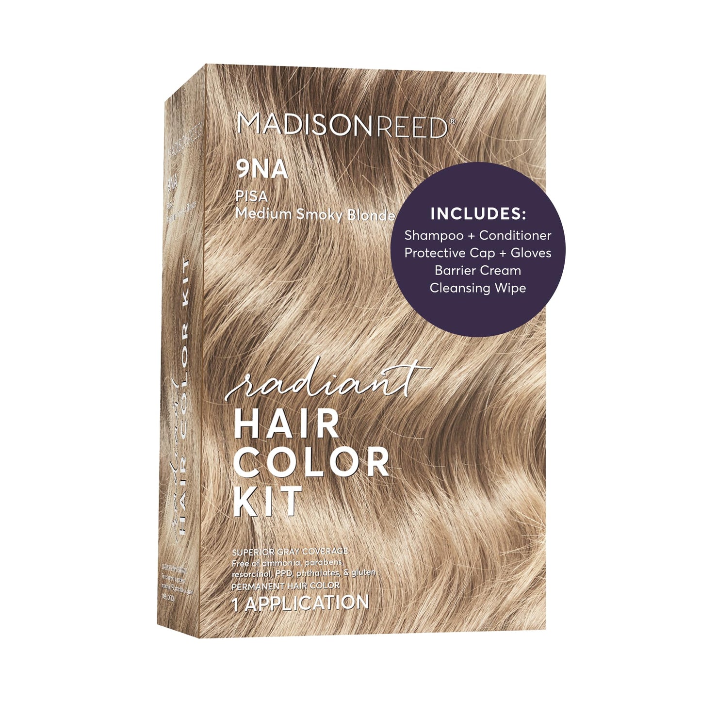 Madison Reed Radiant Hair Color Kit - 9NA Medium Cool Blonde with Ash Undertones (Pisa Blonde), Permanent Hair Dye, Superior Gray Coverage