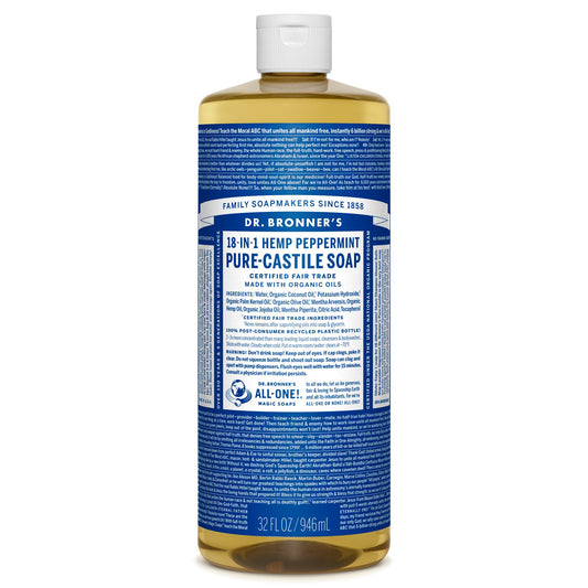 Dr. Bronner's Pure Castile Liquid Soap Peppermint - 32 fl oz Beauty & Personal Care Dr. Bronner's