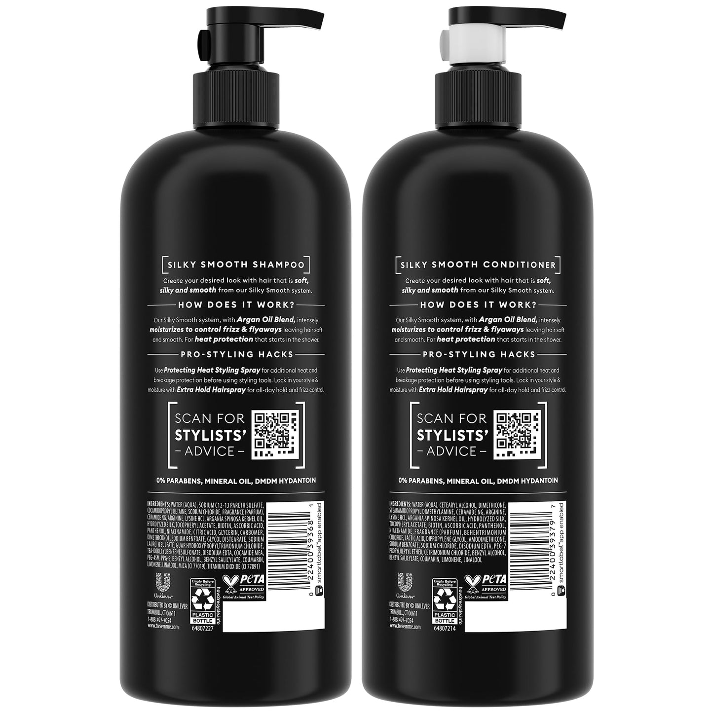 TRESemmé Shampoo and Conditioner Set, Silky & Smooth + Keratin Repair Hair Mask - Anti-Frizz Hair Products with Argan Oleo Blend (3 Piece Set)