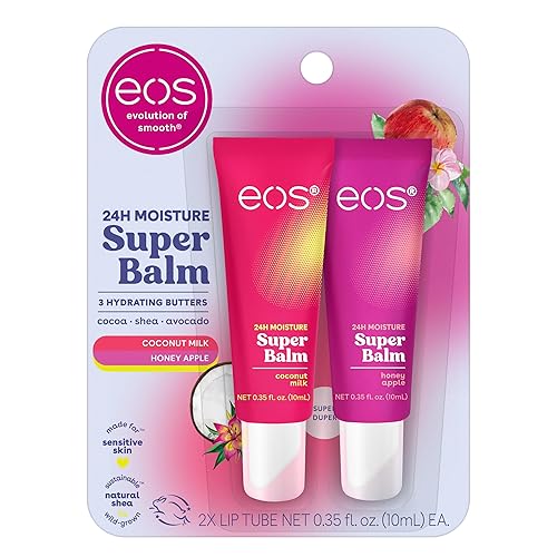 eos 24H Moisture Super Balm - Coconut Milk & Honey Apple, Day or Night Lip Treatment, Made for Sensitive Skin, Lip Balms & Moisturizers, 0.35 fl oz