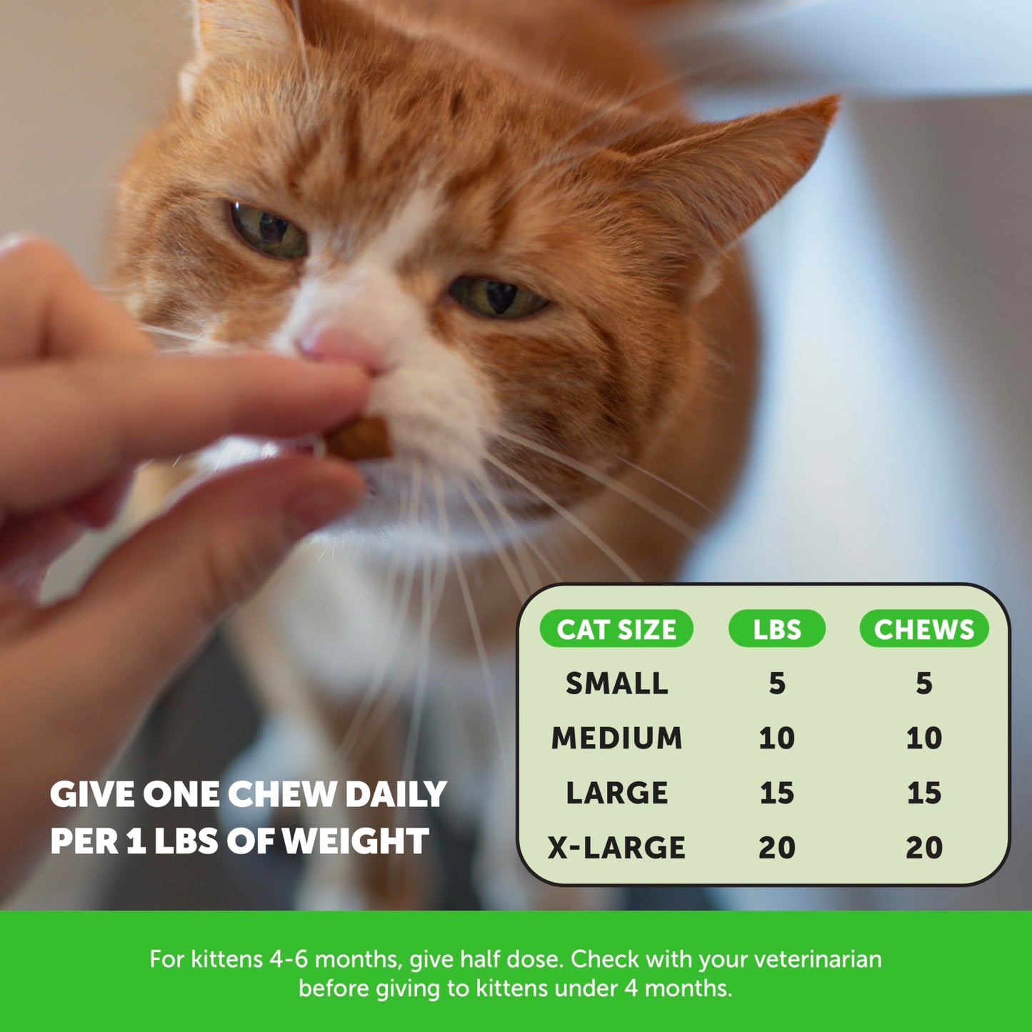 Cat Hairball Support Chews – Crunchy & Creamy Treats with Chicken, Supports Skin, Coat & Digestion, 30-Day Supply