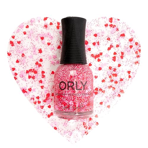 Orly Nail Polish 'Crush' | Valentine's Day Red and Pink Nail Lacquer | Confetti Glitter Top Coat for Nails 0.6 fl oz Beauty & Personal Care Orly