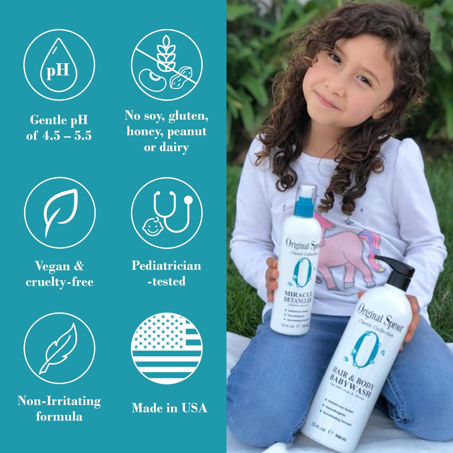Original Sprout Miracle Detangler Spray, Lightweight Non-Greasy Leave-In Conditioner Spray for All Hair Types, Smooths, Softens & Detangles, Vegan