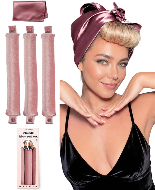Classic Heatless Curls Overnight Rods - Upgraded Directional Grip Velvet Heatless Hair Curler to Sleep in No Heat Heatless Curling Flexi Rods Foam Beauty and Personal Care RIFFIN Default Title