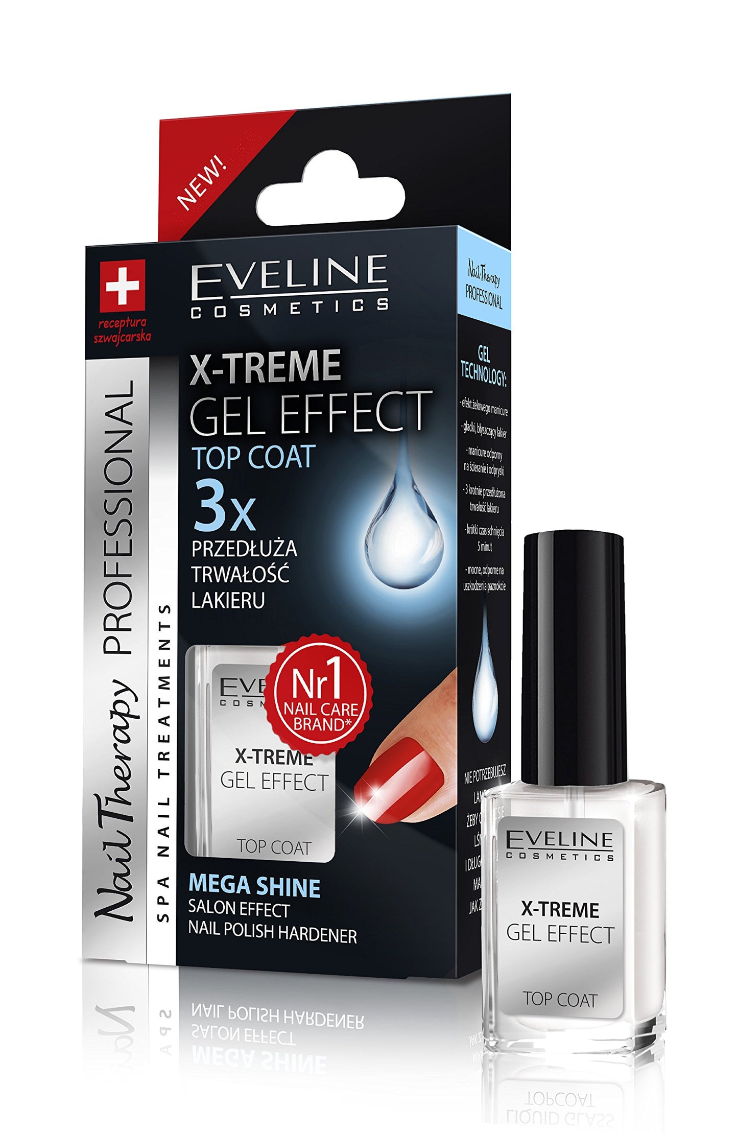 Eveline X-treme Gel Effect Top Coat Nail Polish Hardener Mega Shine 12ml Beauty & Personal Care EVELINE COSMETICS