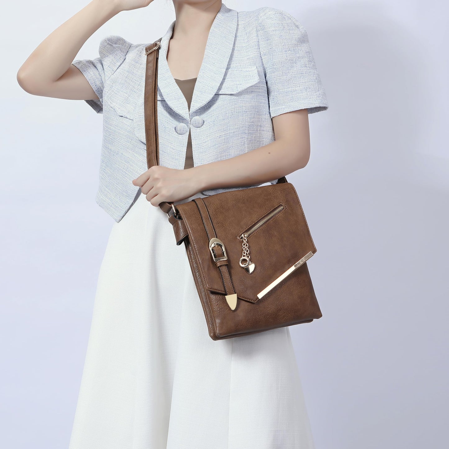 Mia K MKF Collection Crossbody Sling Shoulder Bag - Vegan Leather Ladies Small Purse Handbag