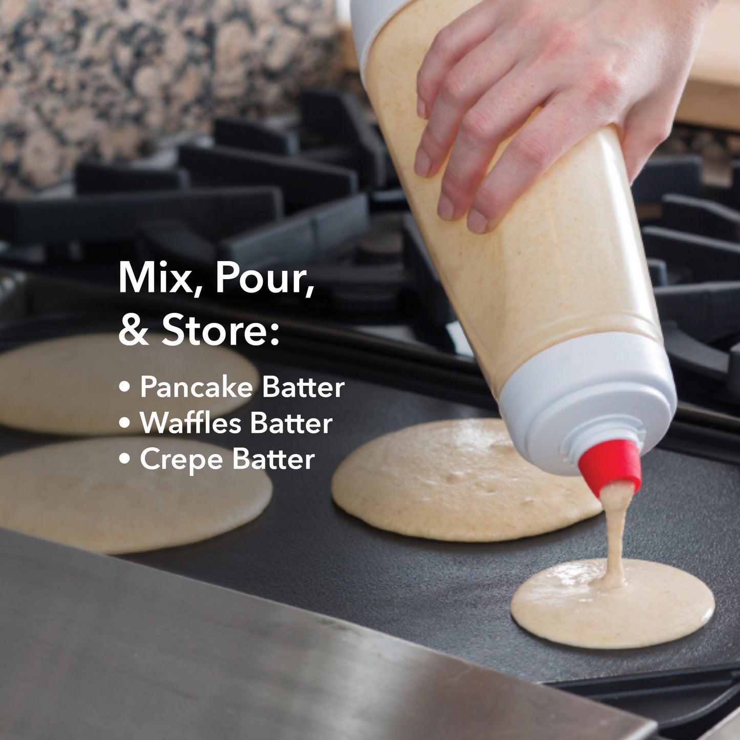 Whiskware Pancake Bottle & Batter Dispenser with BlenderBall Whisk – Durable, No-Mess, BPA-Free, Dishwasher Safe, Mint