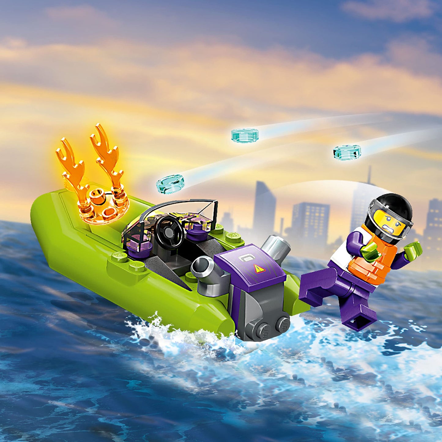 LEGO City Fire Rescue Boat 60373, Floatable Boat Building Toy for Kids Ages 5+, Pretend Play Firefighter Set, Birthday Gift Idea