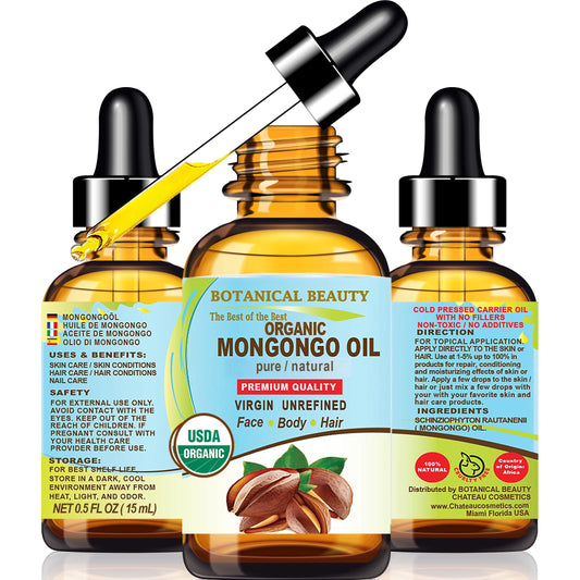 Botanical Beauty Organic MONGONGO OIL Manketti Seed Oil 100% Pure Natural Virgin Unrefined Cold-Pressed Carrier Oil for Face Skin Body Hair Lip Nails