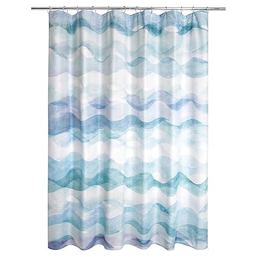 Allure Home Creation Roller Stripe Polyester Fabric Printed Shower Curtain 70"x72" Blue