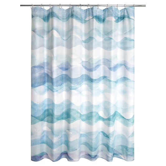 Allure Home Creation Roller Stripe Polyester Fabric Printed Shower Curtain 70"x72" Blue