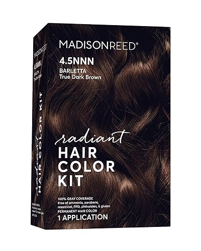 Madison Reed Radiant Hair Color Kit - 4.5NNN Darkest Brown with Warm Tones (Barletta Brown), 100% Gray Hair Coverage Permanent Hair Dye for Resistant