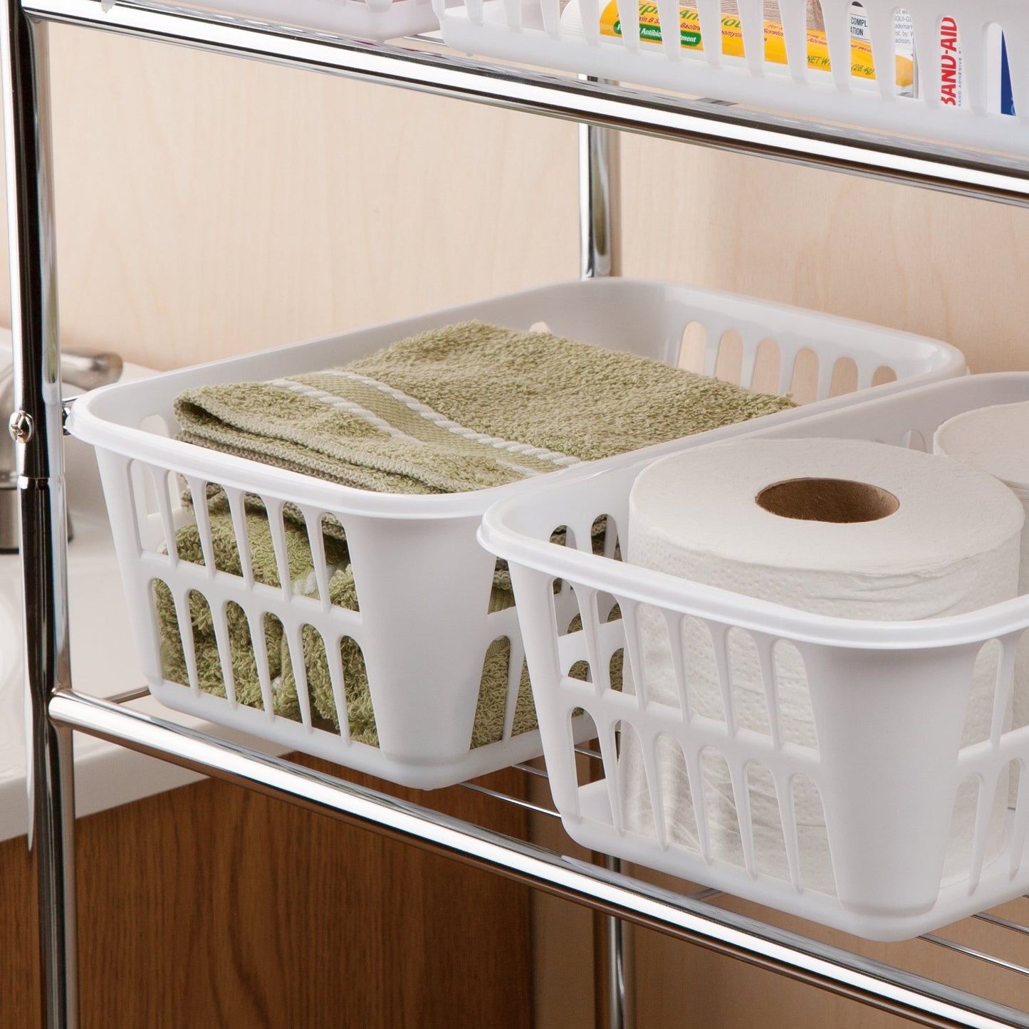 STERILITE Medium Plastic Basket, White, Pack of 12