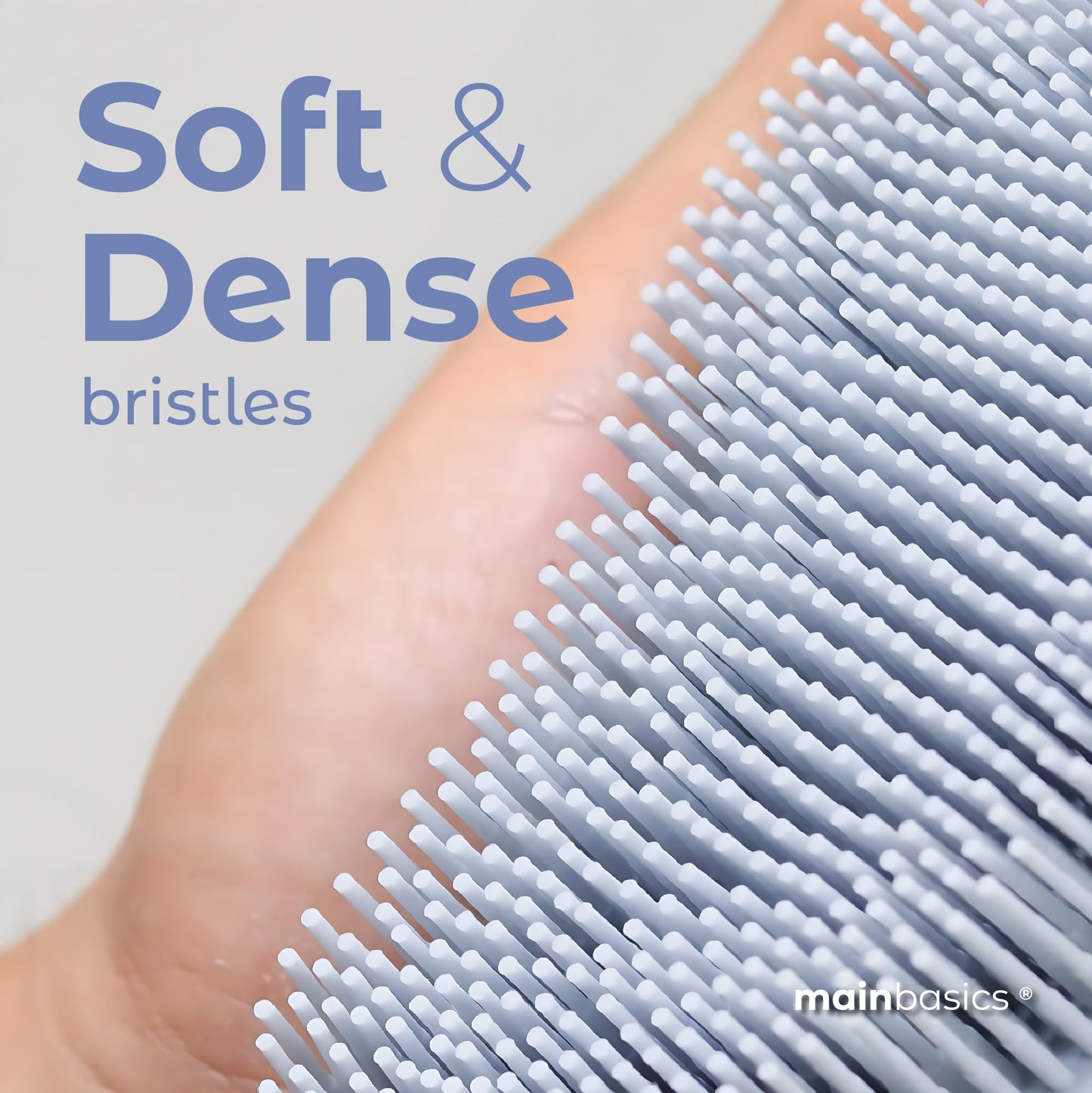 MainBasics Silicone Body Scrubber Dual-Sided Shower Loofah and Exfoliator (Frosted Sky, Exfoliate)
