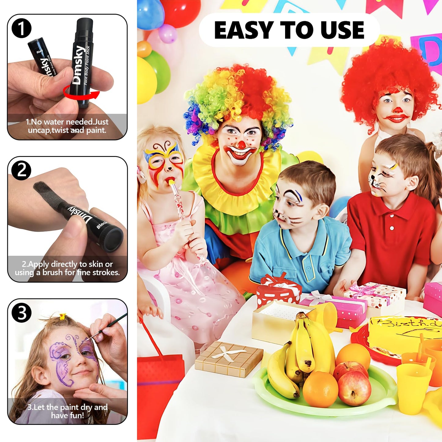 Dmsky 40 Packs Eye Black Sports Stick for Football, Baseball, Softball-Anti-Glare Face Body Paint Stick Kit,Water-Proof Eye Sports Paint Sticks,20