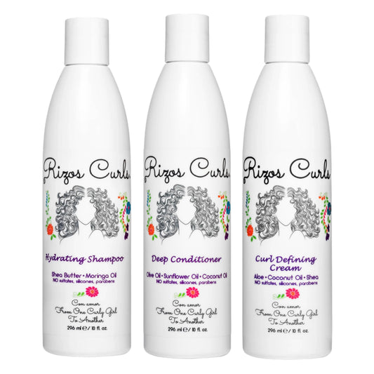 Rizos Curls Trio Bundle, Hydrating Shampoo & Deep Conditioner & Curl Cream Bundle, Gently Cleanse and Hydrate Curly Hair, Style & Define Curls