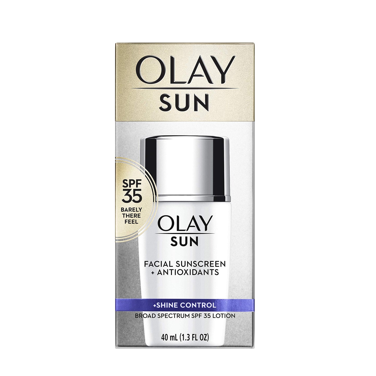 Olay Facial Sunscreen and Antioxidants Sun, SPF 35 Face Lotion + Shine Control, 1.3 Fl Oz