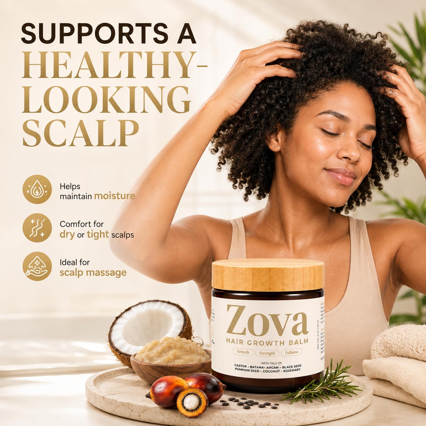 Zova Hair Growth Balm - Batana, Castor, Argan & Rosemary Oil Blend for Thicker, Stronger Hair - Deep Scalp Nourishing Hair Treatment for Men & Women Beauty and Personal Care Zova Growth