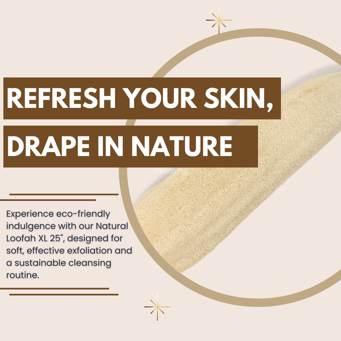 Eco Bath London Home Grown 25 Inch Natural Loofah - Premium Exfoliating Bath Sponge, Shower Puff, and Body Scrubber for Smooth, Radiant Skin Beauty and Personal Care Eco Bath London