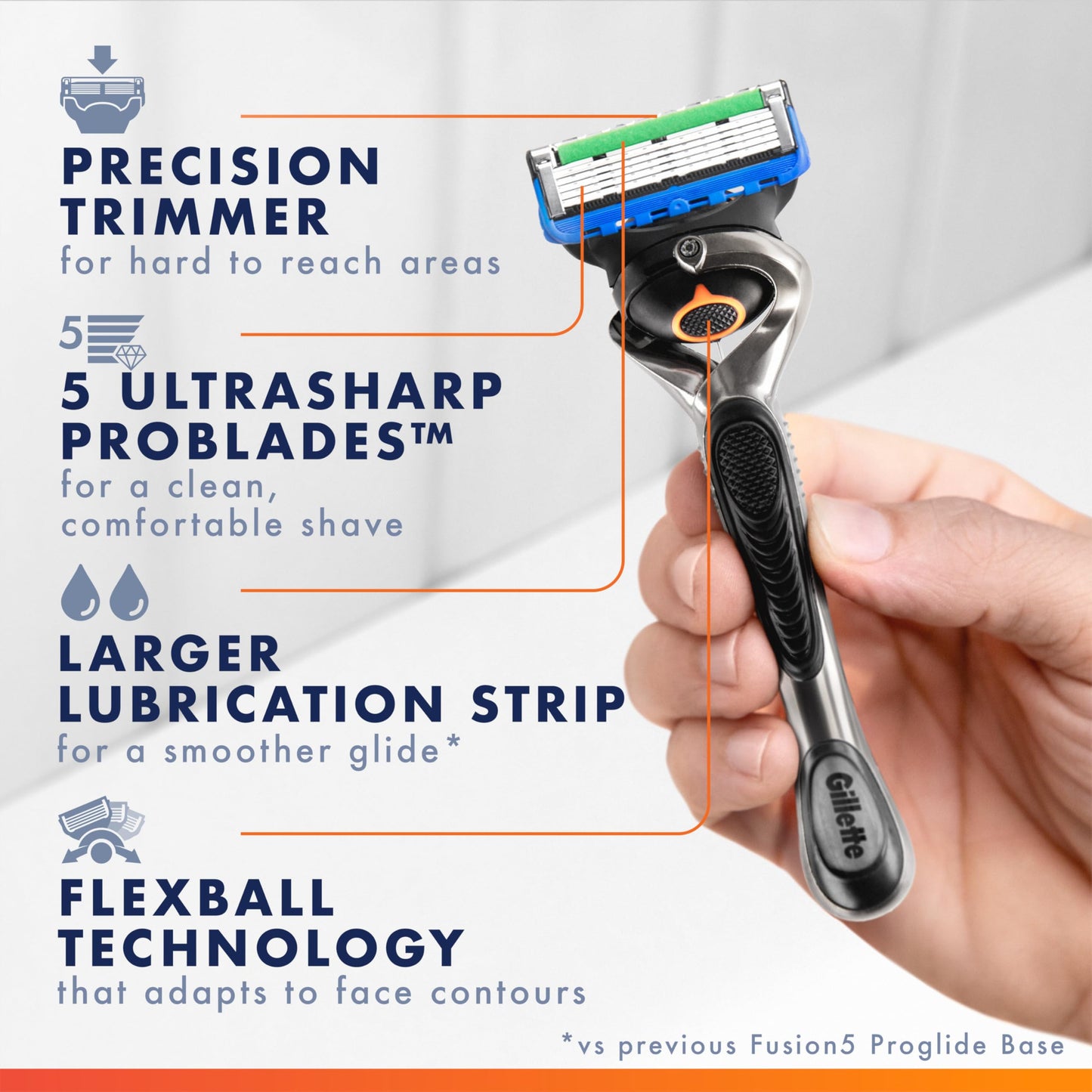 Gillette Fusion5 ProGlide Men's 5-Blade Razor Blade Refills with Precision Trimmer, 10 Count Beauty and Personal Care Gillette