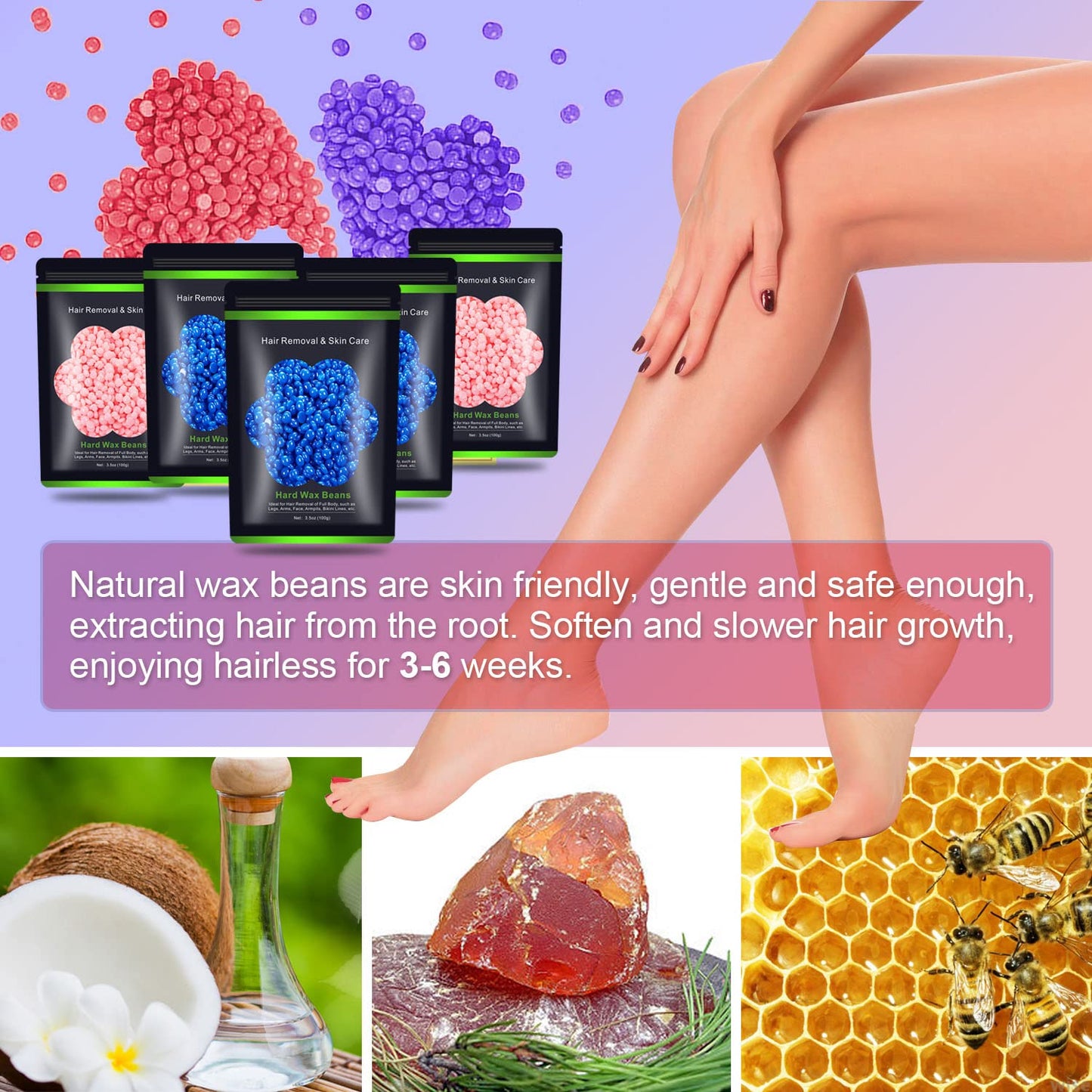 Auperwel Wax Beads for Hair Removal 1.1 lb (17.6 oz), Hard Wax Waxing Beads Kit for Sensitive Skin Brazilian, Face, Bikini, Eyebrow, Legs, Painless Beauty and Personal Care Auperwel