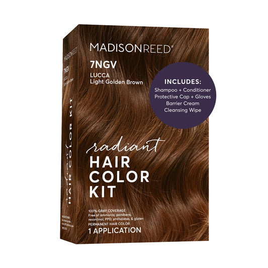 Madison Reed Radiant Hair Color Kit - 7NGV Light Golden Brown (Lucca Brown), Salon-Quality Permanent Hair Dye, Superior Gray Coverage & Dimensional
