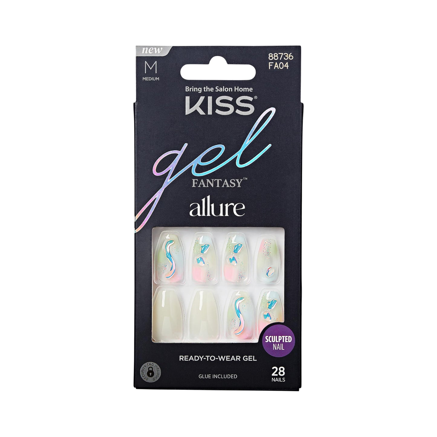 KISS Gel Fantasy Allure Press On Nails, Ready to Wear, 3D Design, Waterproof, Pink Gel Nail Glue 0.07 Oz. (2g), Manicure Stick & Mini File, 28 Count Beauty & Personal Care KISS