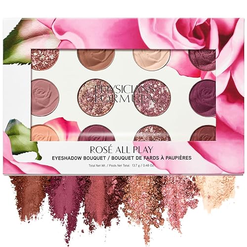 Physicians Formula Eyeshadow Bouquet, 12-Shade Palette with Shimmer, Matte & Satin Finishes, Enriched with Rose Extract - Rose All Play