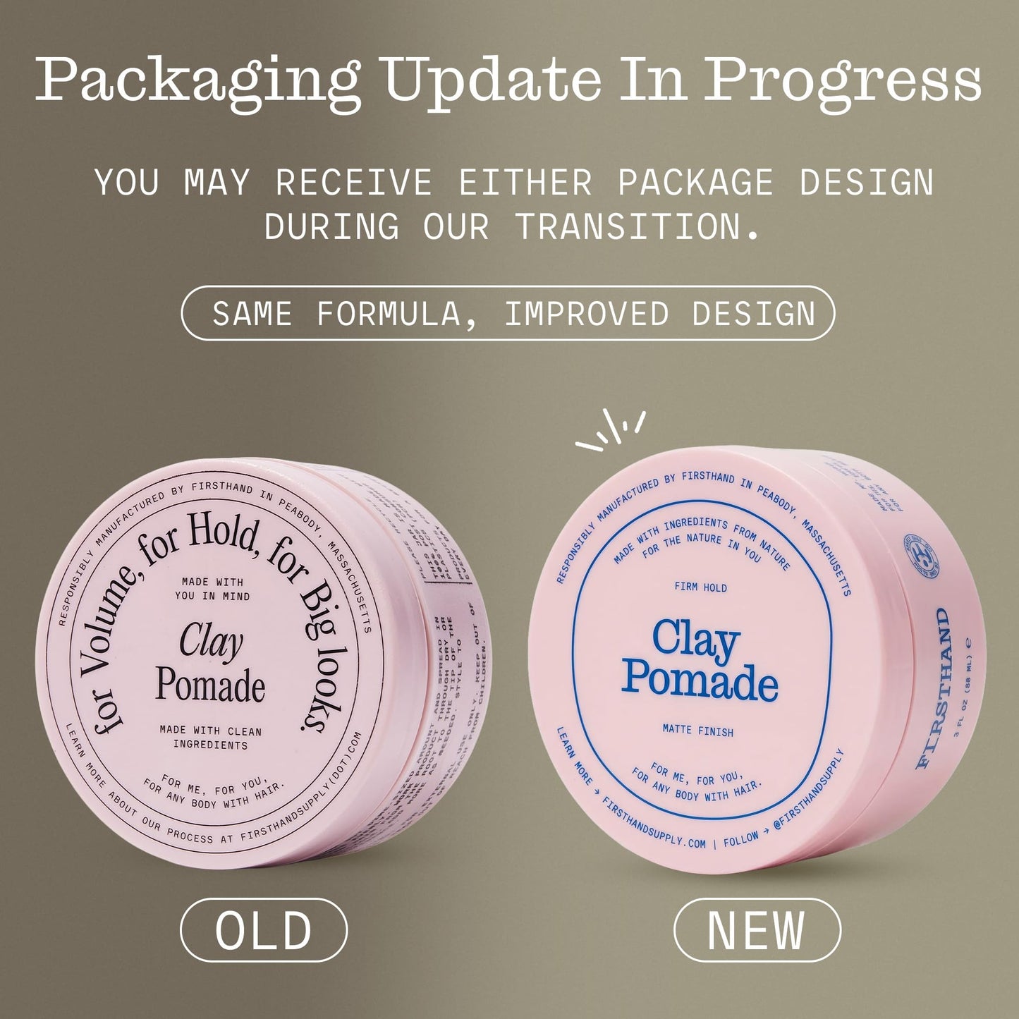 Firsthand Supply Hair Clay Pomade for Men & Women - Matte Clay Finish & Extra Strong Hold - Non-Greasy, Water-Based Organic Pomade - Easy to Restyle