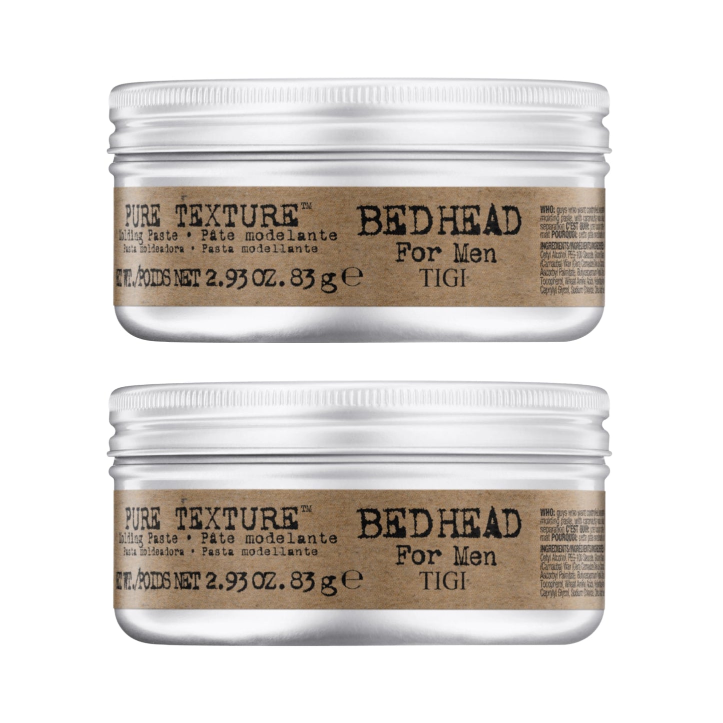 TIGI Bed Head for Men Pure Texture Hair Molding Paste - Use for Texture & Separation - Versatile Cream-to-Paste Fusion - For Men's Hairstyles - Use on