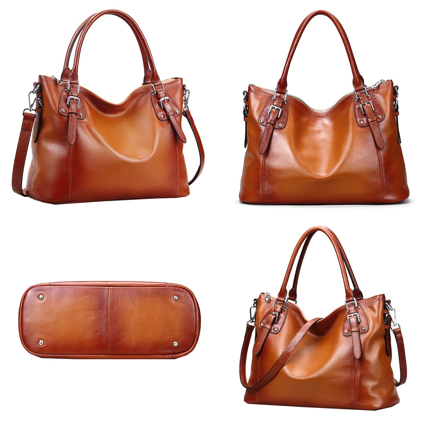HESHE Genuine Leather Purses and Handbags for Women Tote Shoulder Bag Satchel Purse Top Handle Bags Hobo Crossbody