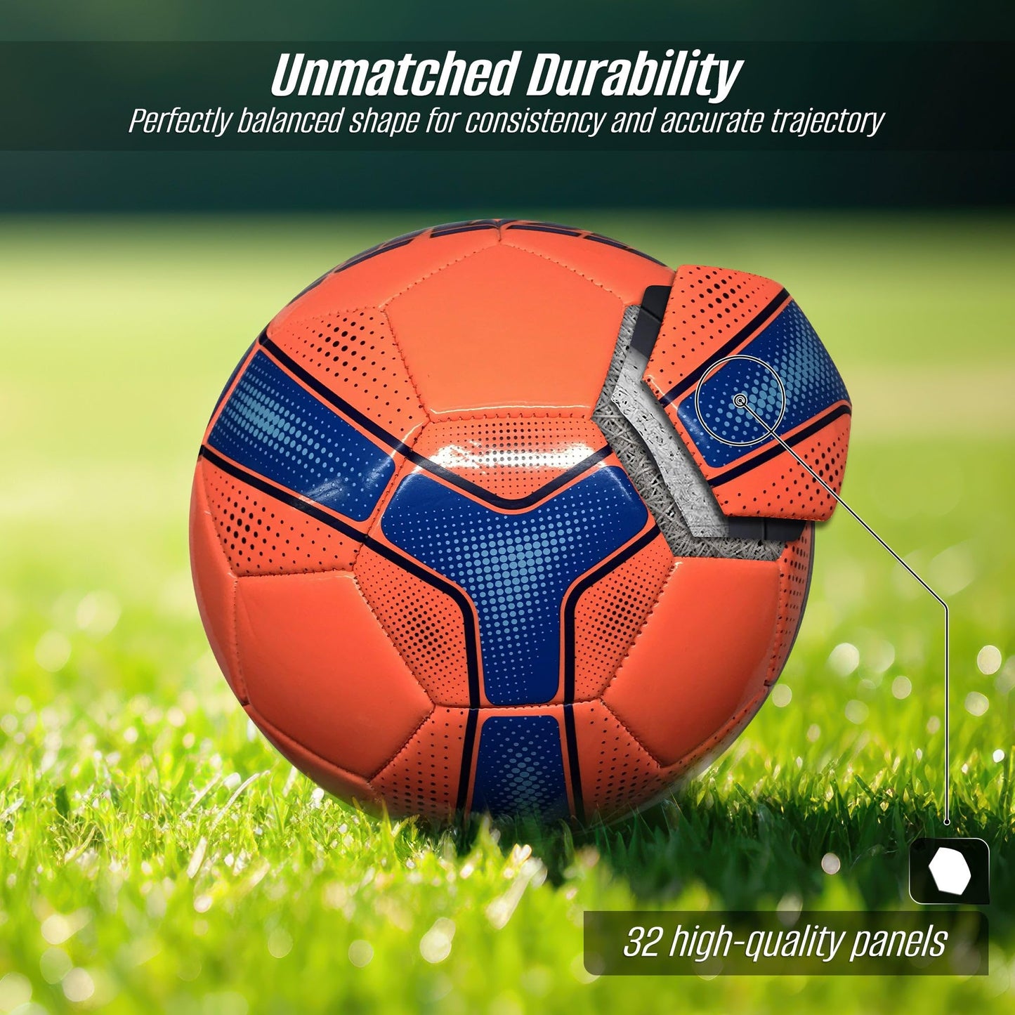 Vizari Cordoba Soccer Balls for Youth, Adult, Kids - Sizes 3, 4, 5 - Red, Orange, Blue, Pink & Yellow (Pack of 1, 6, 12)