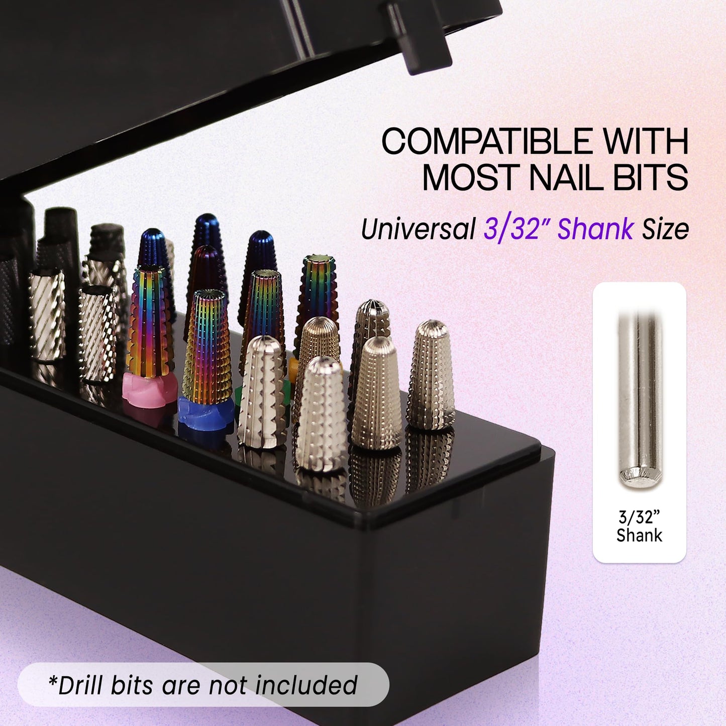 PANA Nail Drill Bit Holder Stand Display Organizer- Dust Proof Storage Container Box Case Tools for Home Use or Nail Salon - (30 Holes, Blue) (Drill