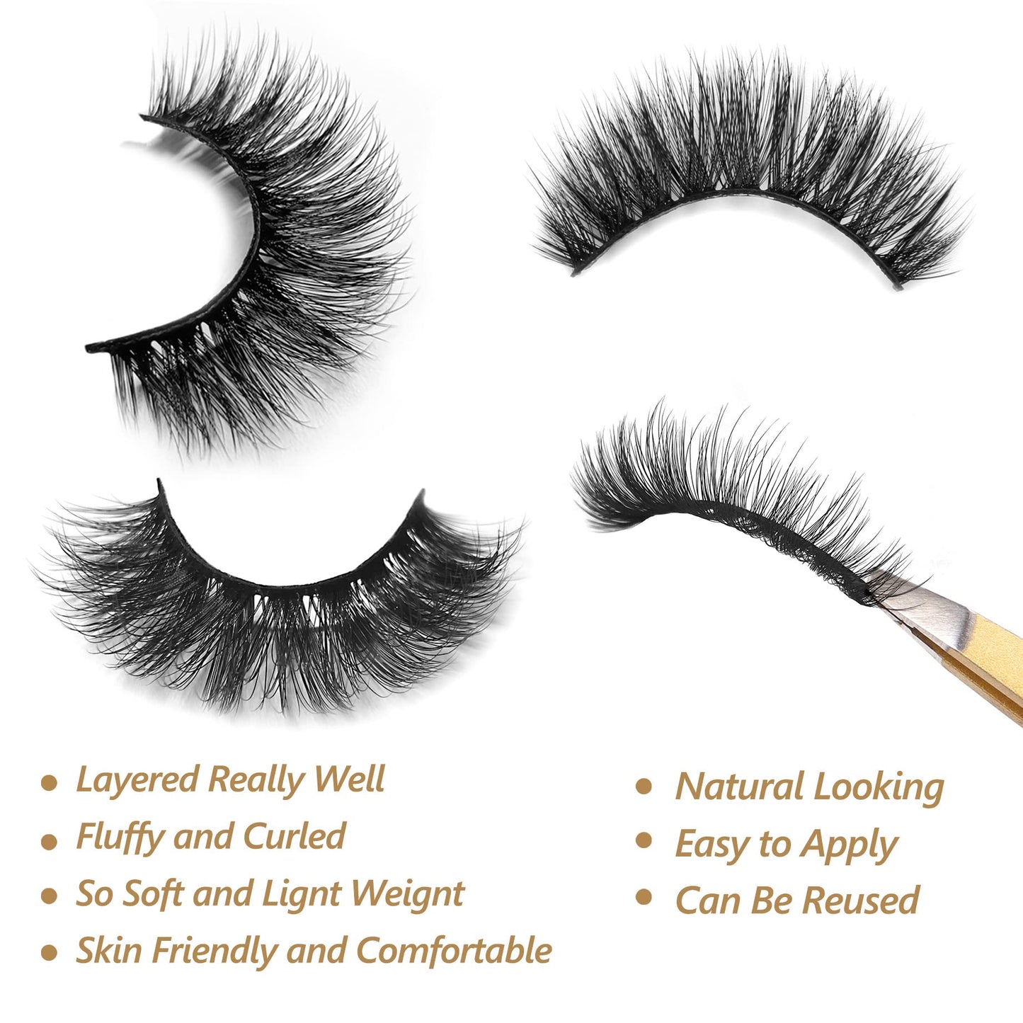 Eliace False Eyelashes Natural look 15 Pairs Fox & Cat Eye Lashes Wispy Strips, Mink Lashes Fake Eyelashes Fluffy Volume Dramatic Long Cross Wispies