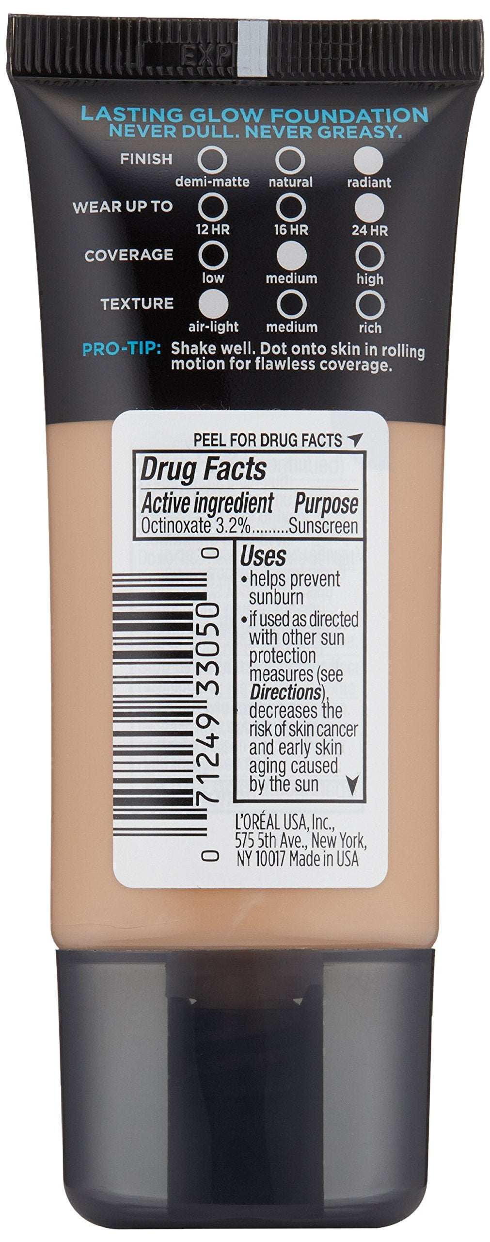 L'Oréal Paris Infallible Pro-Glow Foundation, Sun Beige, 1 fl. oz.