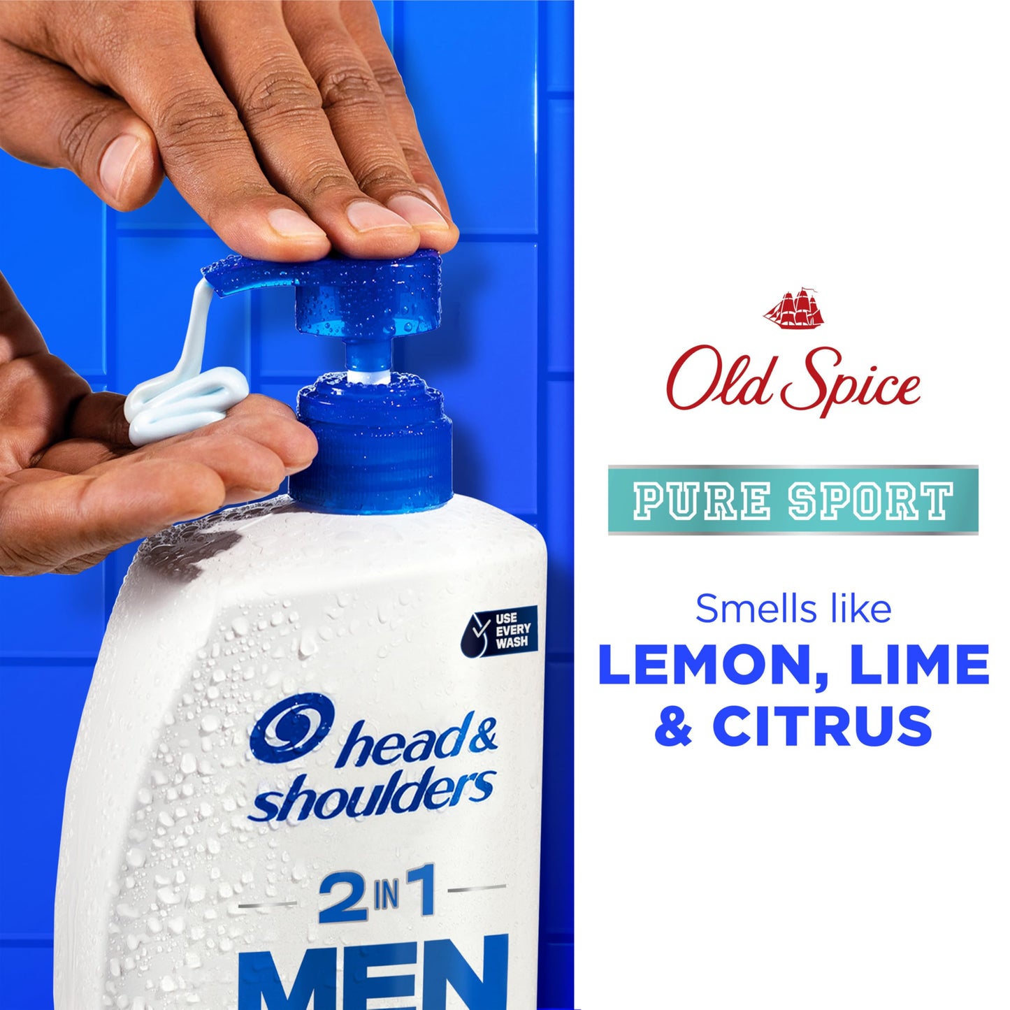 Head & Shoulders Mens 2-in-1 Shampoo and Conditioner | Old Spice Pure Sport | Anti-Dandruff Shampoo Value Pack for Men with 1% Pyrithione Zinc, Fights Beauty and Personal Care Head & Shoulders