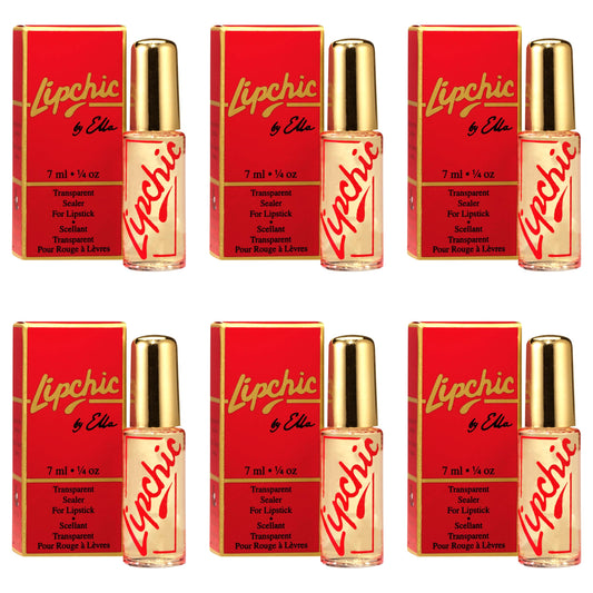 Ella International Lip Chic - 6-Pack All-Day Lipstick Sealer, Smudge-Proof & Long-Lasting, 0.25 oz Each