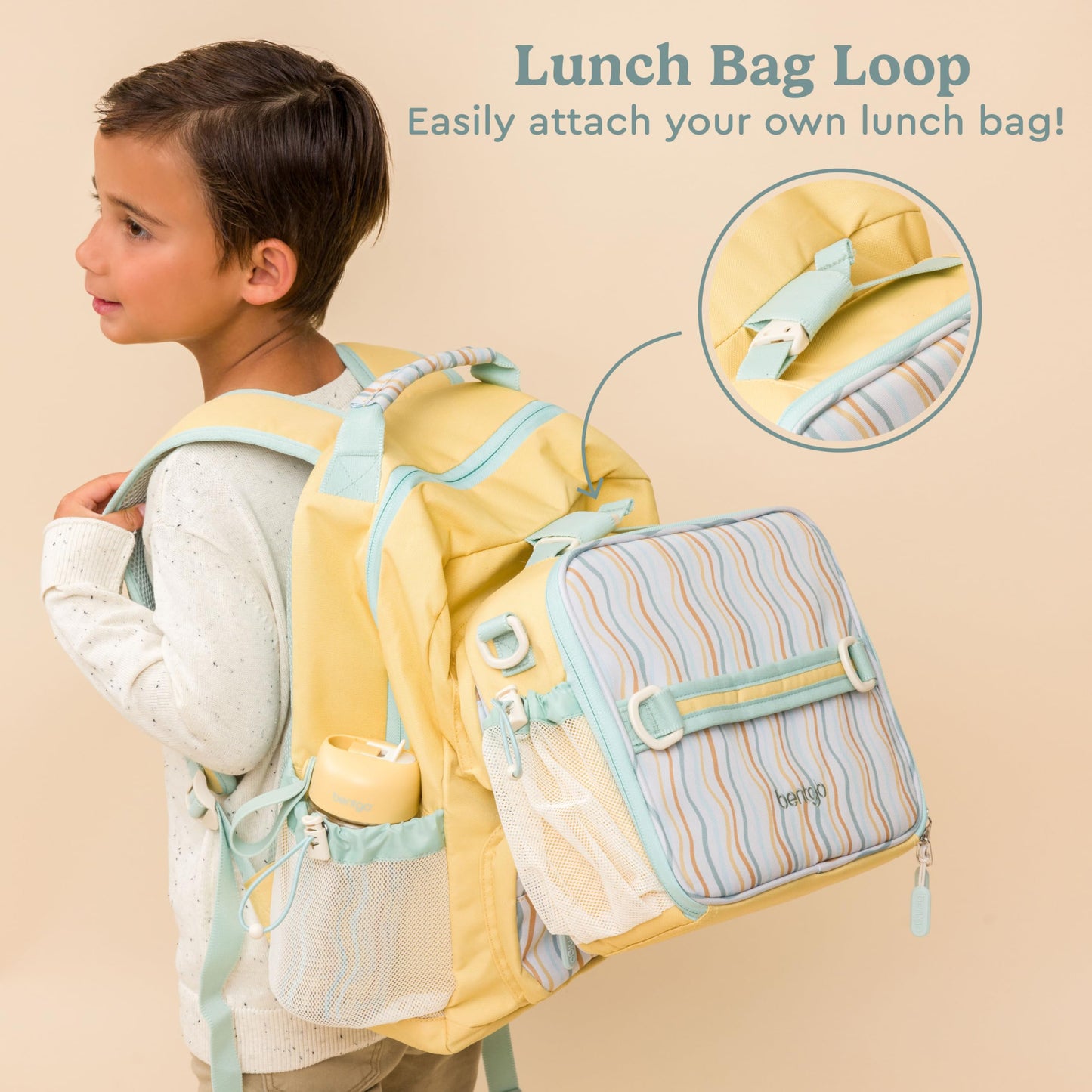Bentgo Kids Backpack (Whimsy & Wonder Collection) - Lightweight 14’’ for School, Travel & Daycare - Ideal for Kids 4+, Durable & Water-Resistant, Roomy Interior, Loop for Lunch Bag (Wavy)