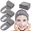 Whaline Spa Facial Headband Head Wrap Terry Cloth Headband 4 Counts Stretch Towel for Bath, Makeup and Sport (Gray)