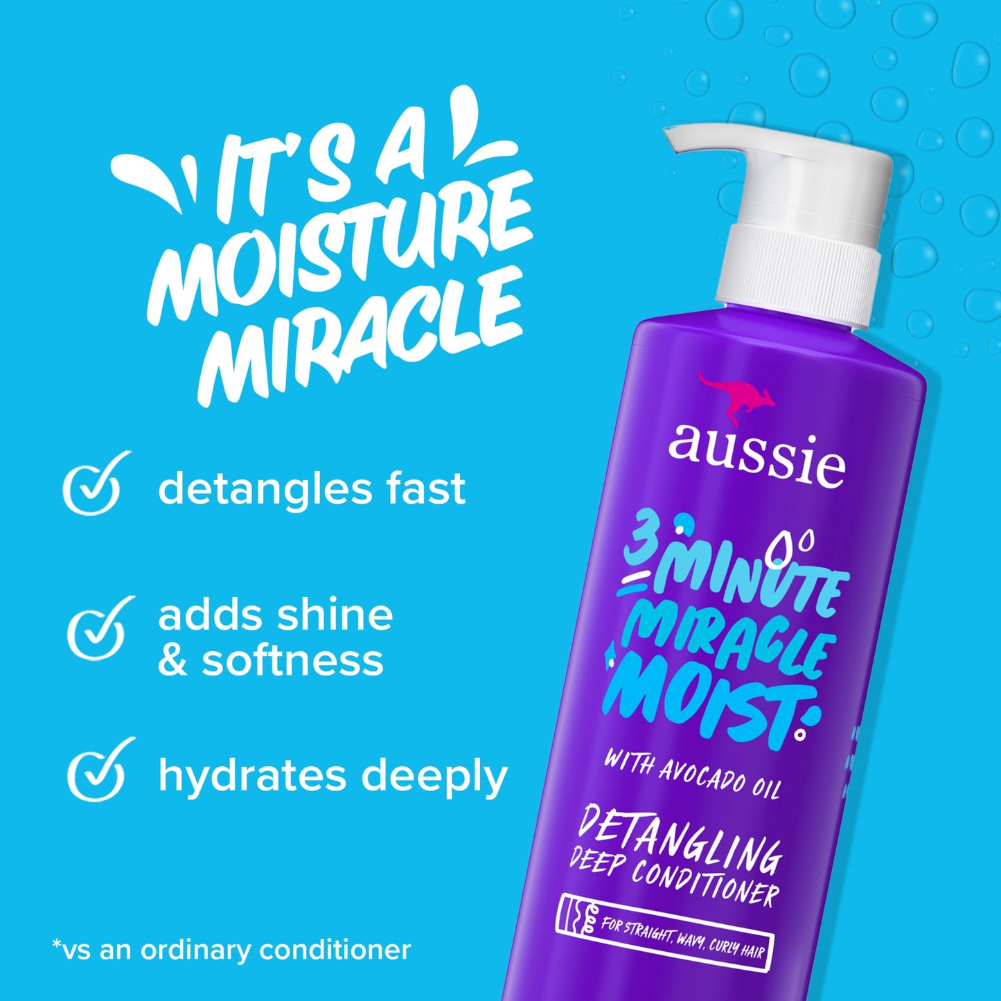 Aussie 3 Minute Miracle Moist Deep Conditioner for Dry Hair, Avocado & Jojoba Oil, Safe for Color Treated Hair, Nourishing Hydration, Silky Shine Beauty and Personal Care Aussie